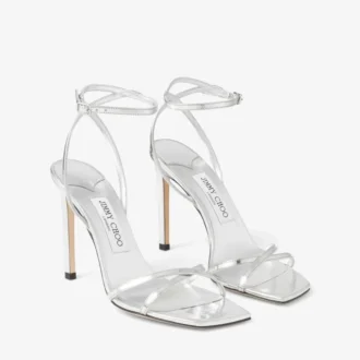 Sandalo Metz 100 in pelle Liquid Metal argento