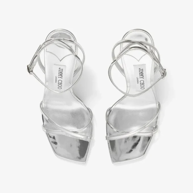 Sandalo Metz 100 in pelle Liquid Metal argento