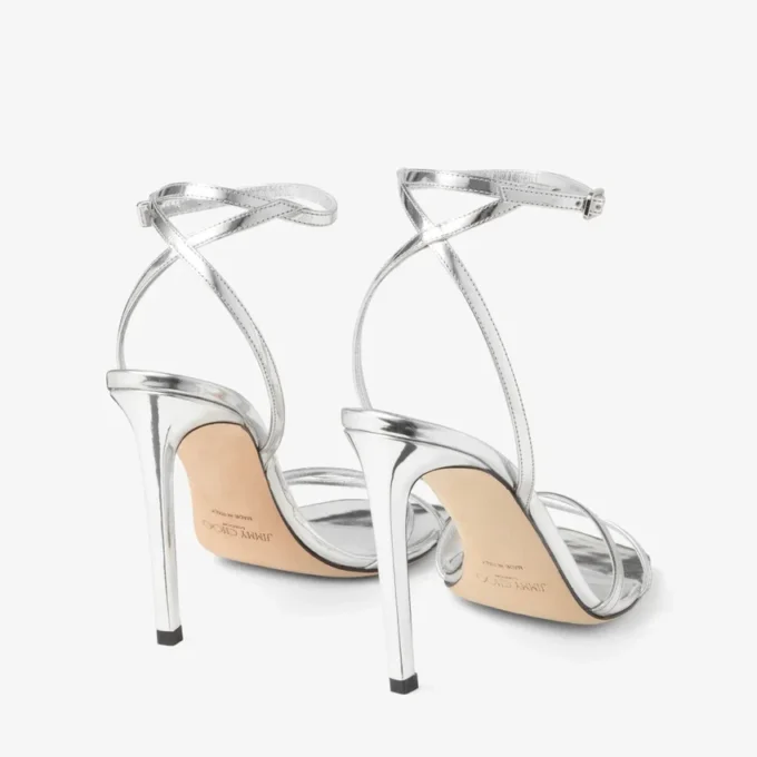 Sandalo Metz 100 in pelle Liquid Metal argento