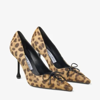 Scarlett 95 Décolleté in cavallino con stampa leopardata naturale