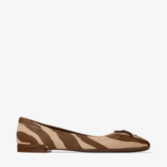 Scarlett Ballerina Ballerine in cavallino con stampa zebrata color cioccolato