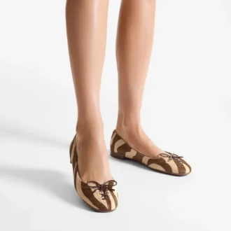 Scarlett Ballerina Ballerine in cavallino con stampa zebrata color cioccolato