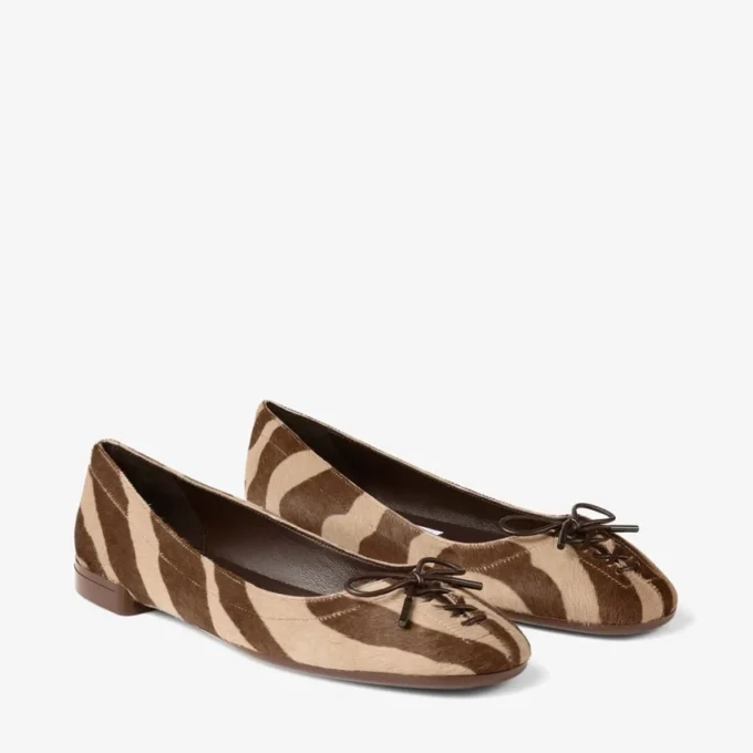 Scarlett Ballerina Ballerine in cavallino con stampa zebrata color cioccolato