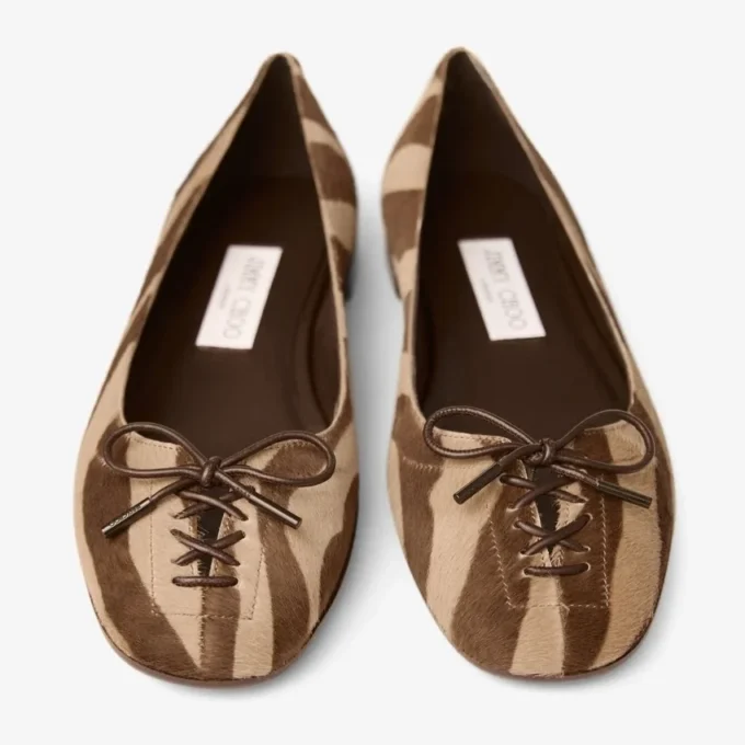Scarlett Ballerina Ballerine in cavallino con stampa zebrata color cioccolato