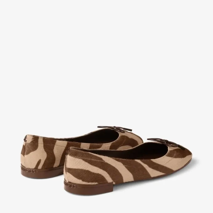 Scarlett Ballerina Ballerine in cavallino con stampa zebrata color cioccolato