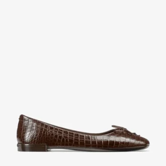 Scarlett Ballerina – Ballerine in pelle goffrata effetto coccodrillo color cioccolato