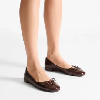 Scarlett Ballerina – Ballerine in pelle goffrata effetto coccodrillo color cioccolato
