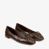 Scarlett Ballerina – Ballerine in pelle goffrata effetto coccodrillo color cioccolato