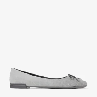 Scarlett Ballerina in pelle scamosciata color tortora e denim