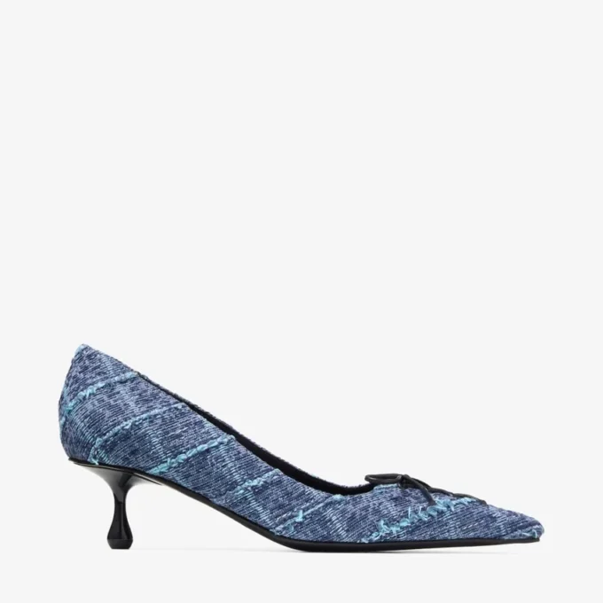 Scarpe con tacco a spillo Scarlett 50 in denim a trama incrociata
