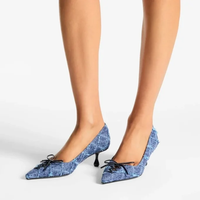 Scarpe con tacco a spillo Scarlett 50 in denim a trama incrociata