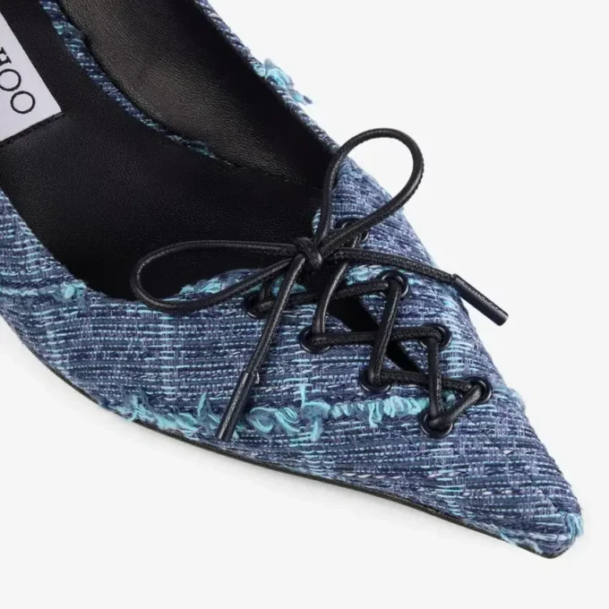 Scarpe con tacco a spillo Scarlett 50 in denim a trama incrociata