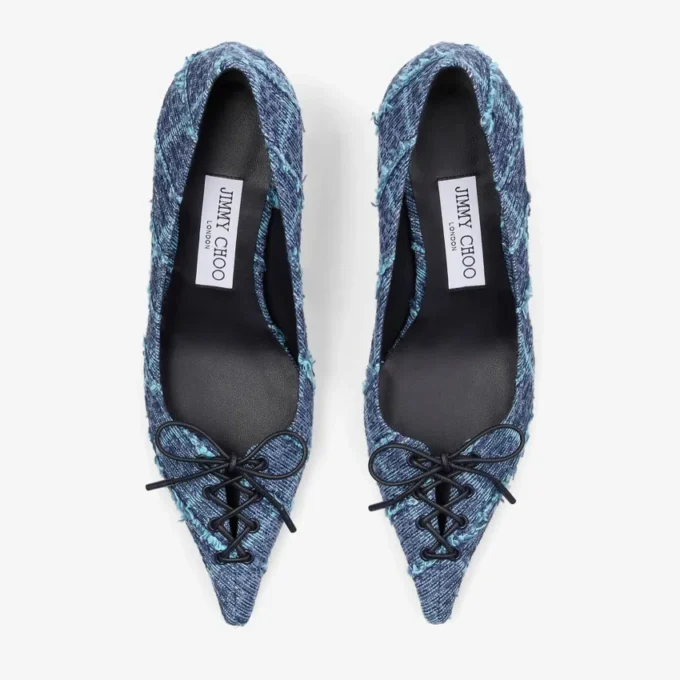 Scarpe con tacco a spillo Scarlett 50 in denim a trama incrociata