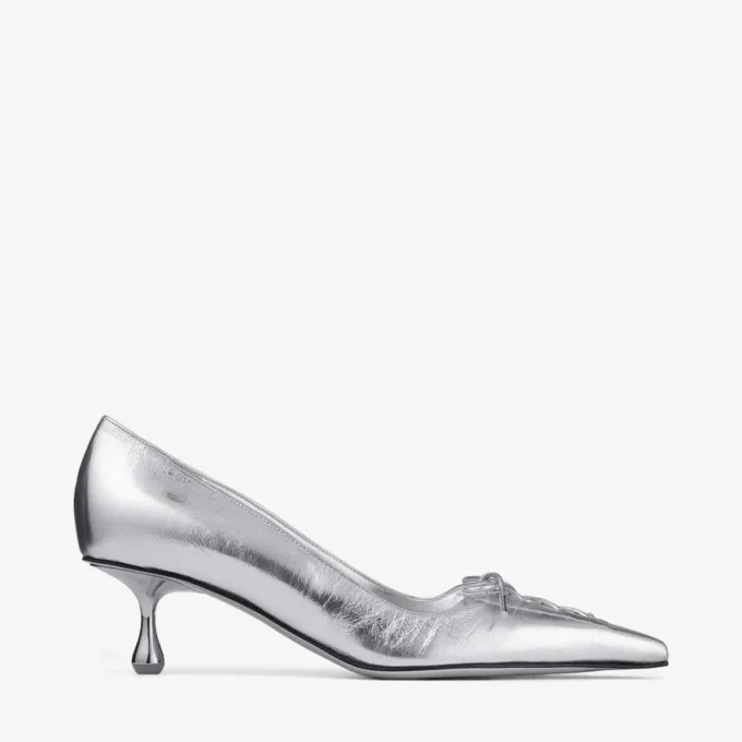 Scarpe con tacco a spillo Scarlett 50 in pelle metallizzata argento vintage