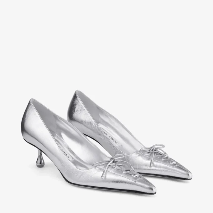 Scarpe con tacco a spillo Scarlett 50 in pelle metallizzata argento vintage