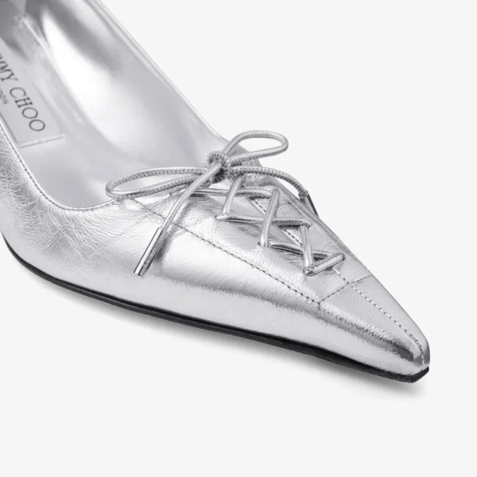 Scarpe con tacco a spillo Scarlett 50 in pelle metallizzata argento vintage