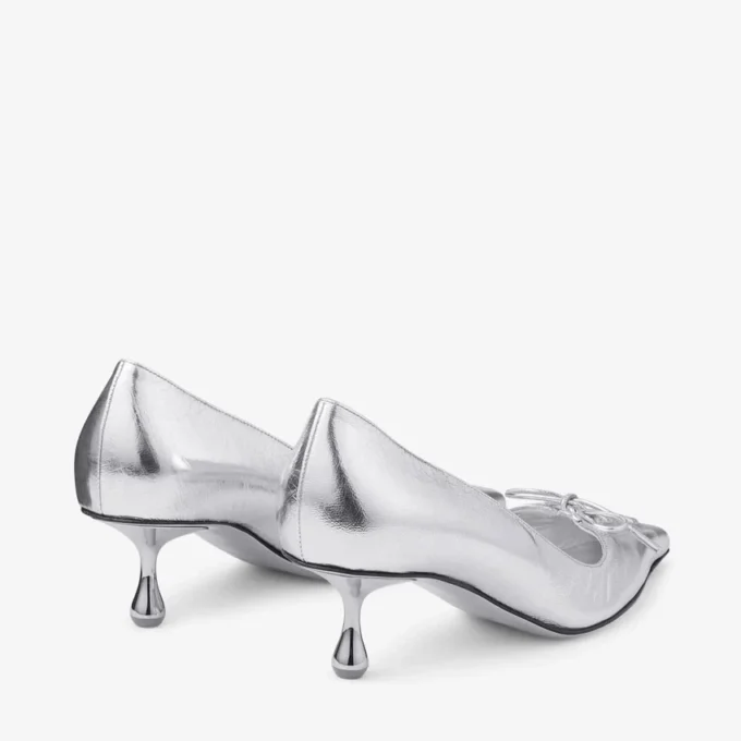 Scarpe con tacco a spillo Scarlett 50 in pelle metallizzata argento vintage