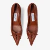 Scarpe con tacco a spillo Scarlett 50 in pelle stampata Elaphe color cognac