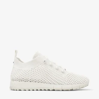 Scarpe da ginnastica basse Veles in maglia all’uncinetto color latte con perle
