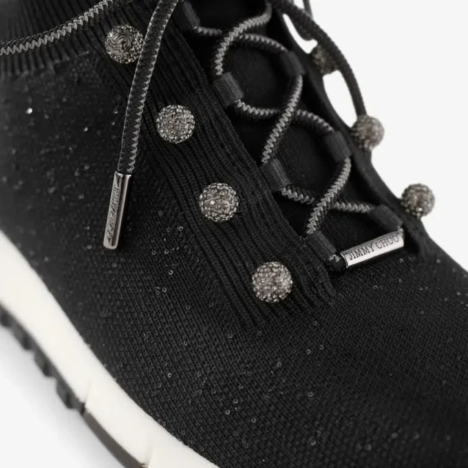 Scarpe da ginnastica Veles in maglia con paillettes nere Scarpe da ginnastica Veles in maglia con paillettes nere