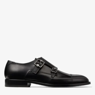 Scarpe Finnion Monkstrap in pelle spazzolata nera Scarpe Finnion Monkstrap in pelle spazzolata nera