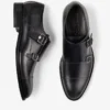 Scarpe Finnion Monkstrap in pelle spazzolata nera Scarpe Finnion Monkstrap in pelle spazzolata nera
