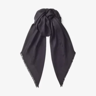 Scialle Emani in jacquard di seta e lana nero