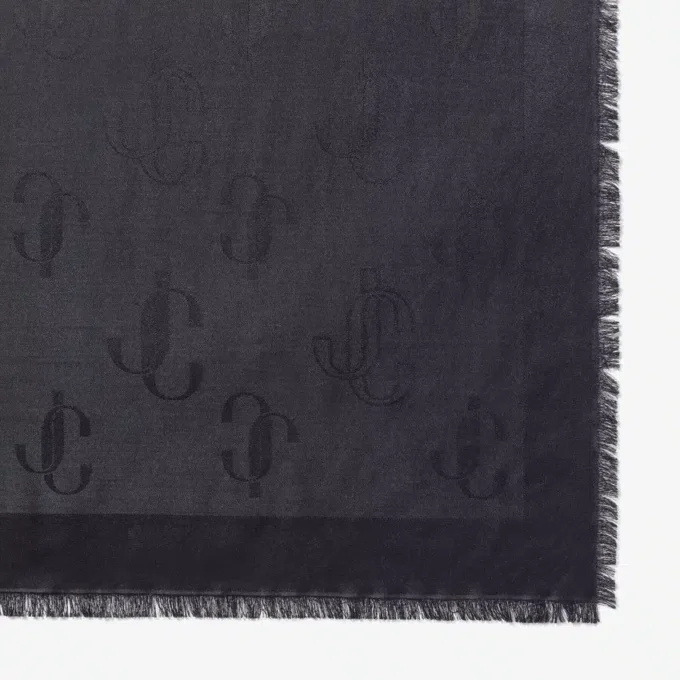 Scialle Emani in jacquard di seta e lana nero Scialle Emani in jacquard di seta e lana nero