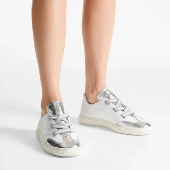 Sneakers in pelle nappa metallizzata argento Diamond Light Flex F Sneakers in pelle nappa metallizzata argento Diamond Light Flex F