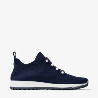 Sneakers Veles in maglia melange color blu navy con bottoni in madreperla