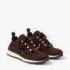 Sneakers Veles in maglia melange color cioccolato con bottoni in perla