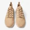 Sneakers Veles in maglia melange di cashmere color chai con bottoni in perla