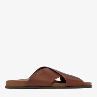 Sol Slide: ciabatte in pelle Vachetta color sigaro