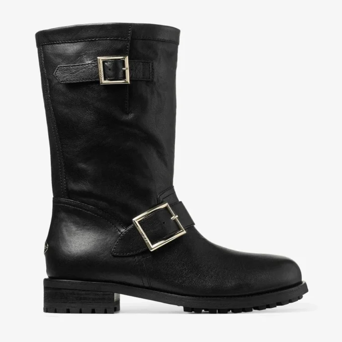 Stivaletti da Biker neri in pelle Stivaletti da Biker neri in pelle