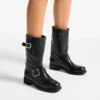 Stivaletti da Biker neri in pelle Stivaletti da Biker neri in pelle