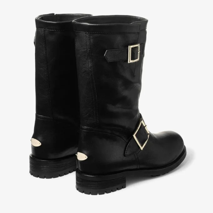 Stivaletti da Biker neri in pelle Stivaletti da Biker neri in pelle