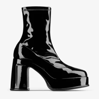 Stivaletti Hadi 100 in tessuto verniciato elasticizzato nero