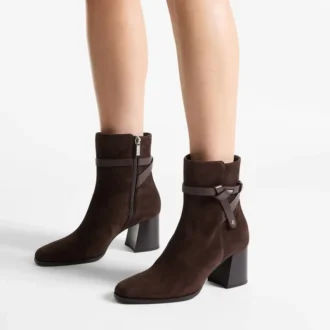 Stivaletti Lawton 65 in pelle scamosciata color cioccolato e pelle di vitello
