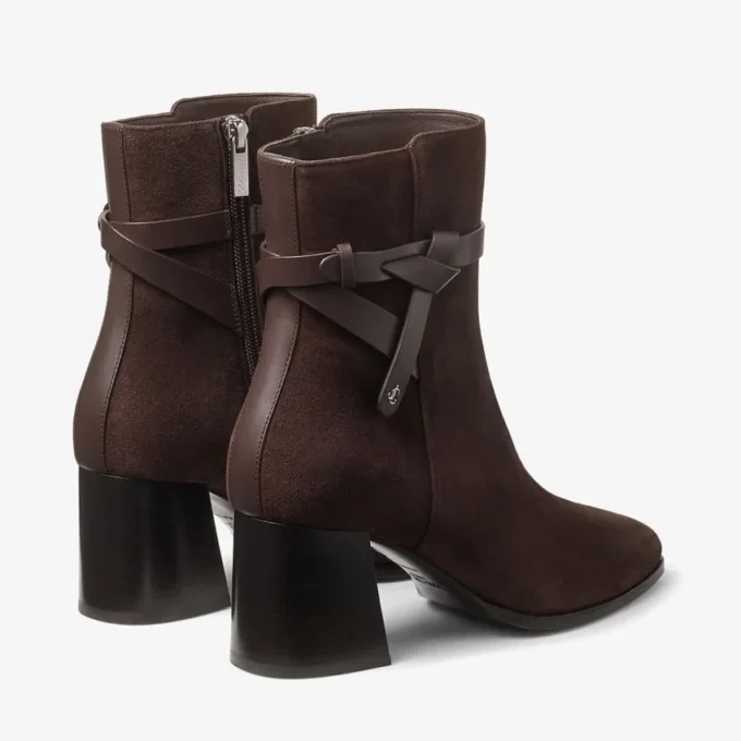 Stivaletti Lawton 65 in pelle scamosciata color cioccolato e pelle di vitello