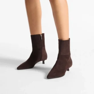 Stivaletti Lory 35 in pelle scamosciata color cioccolato