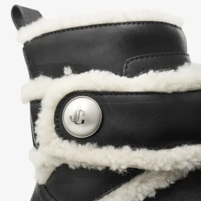 Stivaletti Meena in pelle di vitello lucida nera con shearling Stivaletti Meena in pelle di vitello lucida nera con shearling