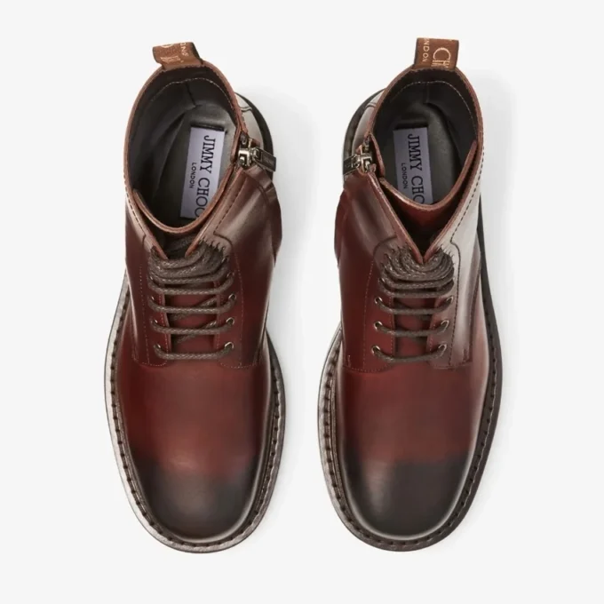 Stivaletti Rowan Derby in pelle di vitello cerata color castagna Stivaletti Rowan Derby in pelle di vitello cerata color castagna