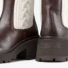 Stivaletti Tamia Flat in pelle di vitello lucida color cioccolato con motivo a trecce