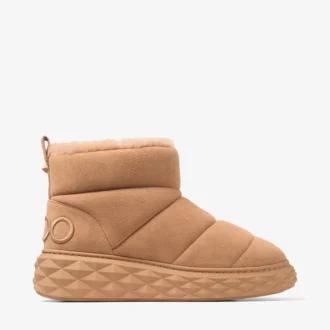 Stivaletti Xan in pelle scamosciata color caramello con shearling