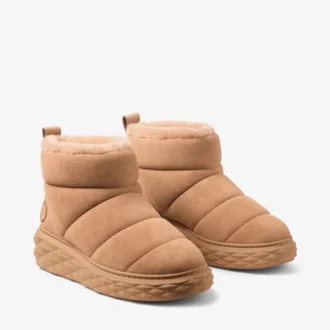 Stivaletti Xan in pelle scamosciata color caramello con shearling