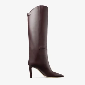 Stivali al ginocchio Alizze 85 in pelle liscia color merlot intenso