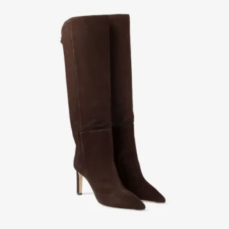 Stivali al ginocchio Alizze 85 in pelle scamosciata color cioccolato