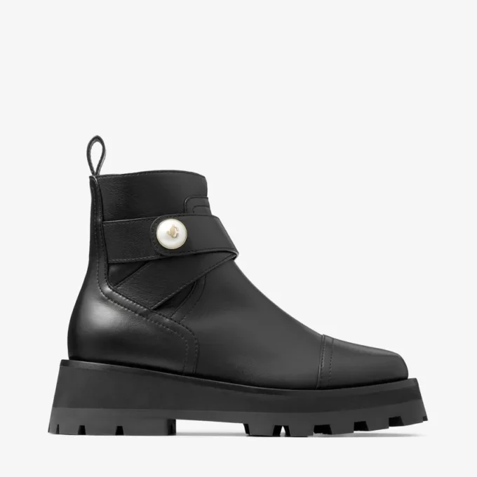 Stivali piatti in pelle nera Meena Stivali piatti in pelle nera Meena