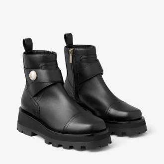 Stivali piatti in pelle nera Meena