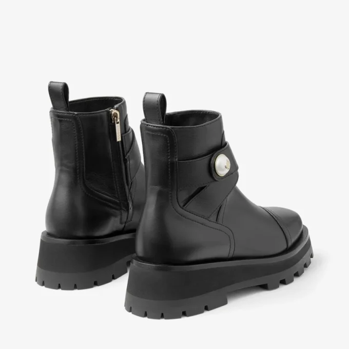 Stivali piatti in pelle nera Meena Stivali piatti in pelle nera Meena